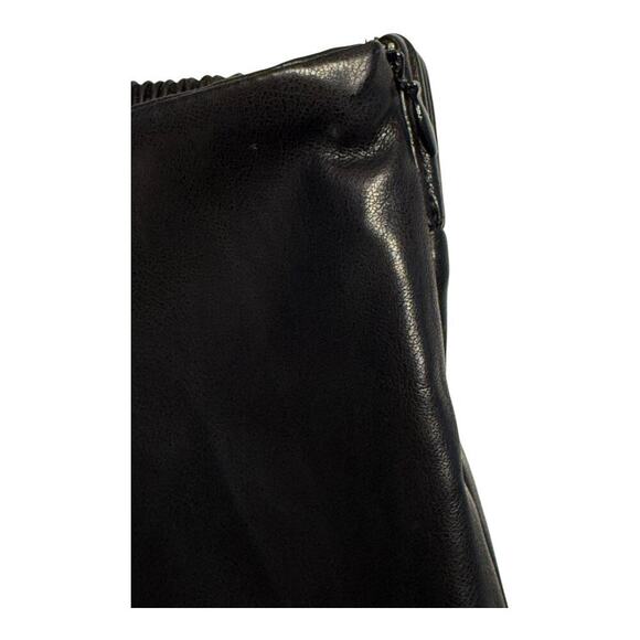 DKNY Women's Black Faux Leather Wide Leg Pants Size Large Side Zip NWOT - Picture 3 of 9